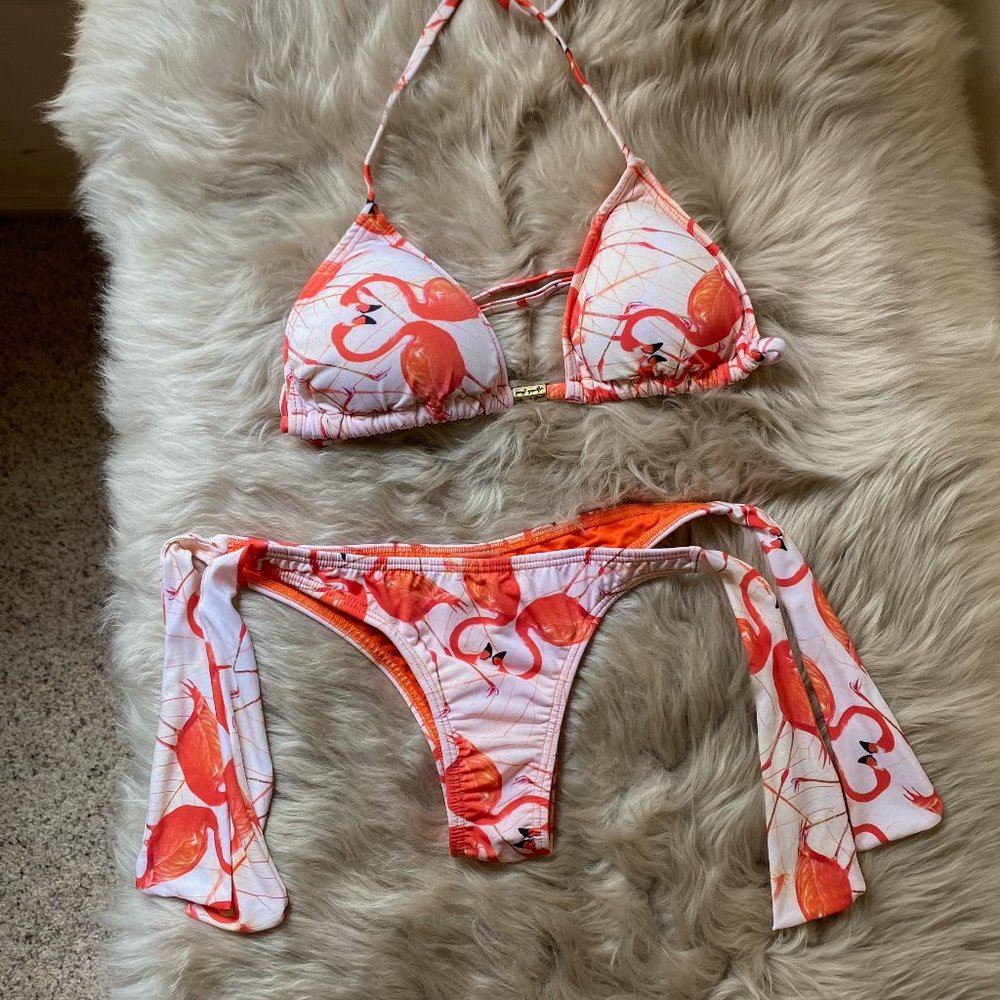 Aquarela Brazilian Scrunch Flamingo Bikini Small